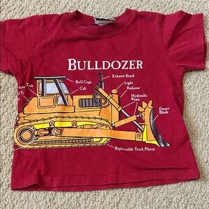Bulldozer Graphic Red Cotton Kids T-Shirt -Size 3T